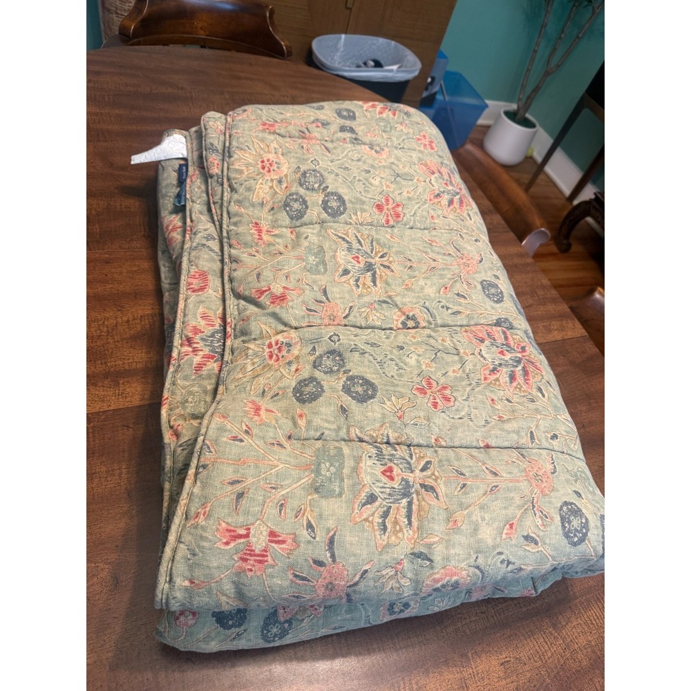 Vintage Ralph Lauren Isabella Full Queen Comforter Sage Floral Cotton Linen USA